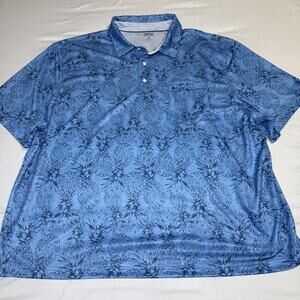 Izod Saltwater Shirt 3XL Short Sleeve Polo Blue Pineapple Mens Big & Tall Resort